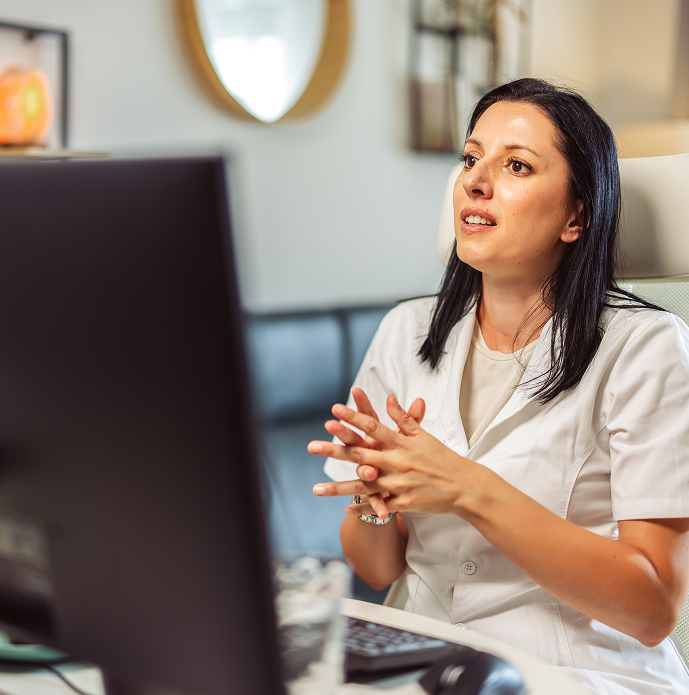 Doctor engaged in virtual consultation