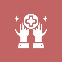 Healthcare emblem with raised hands