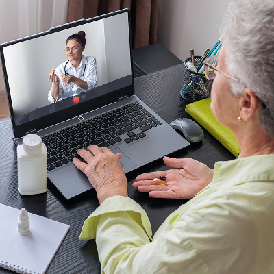 Online doctor consultation via laptop